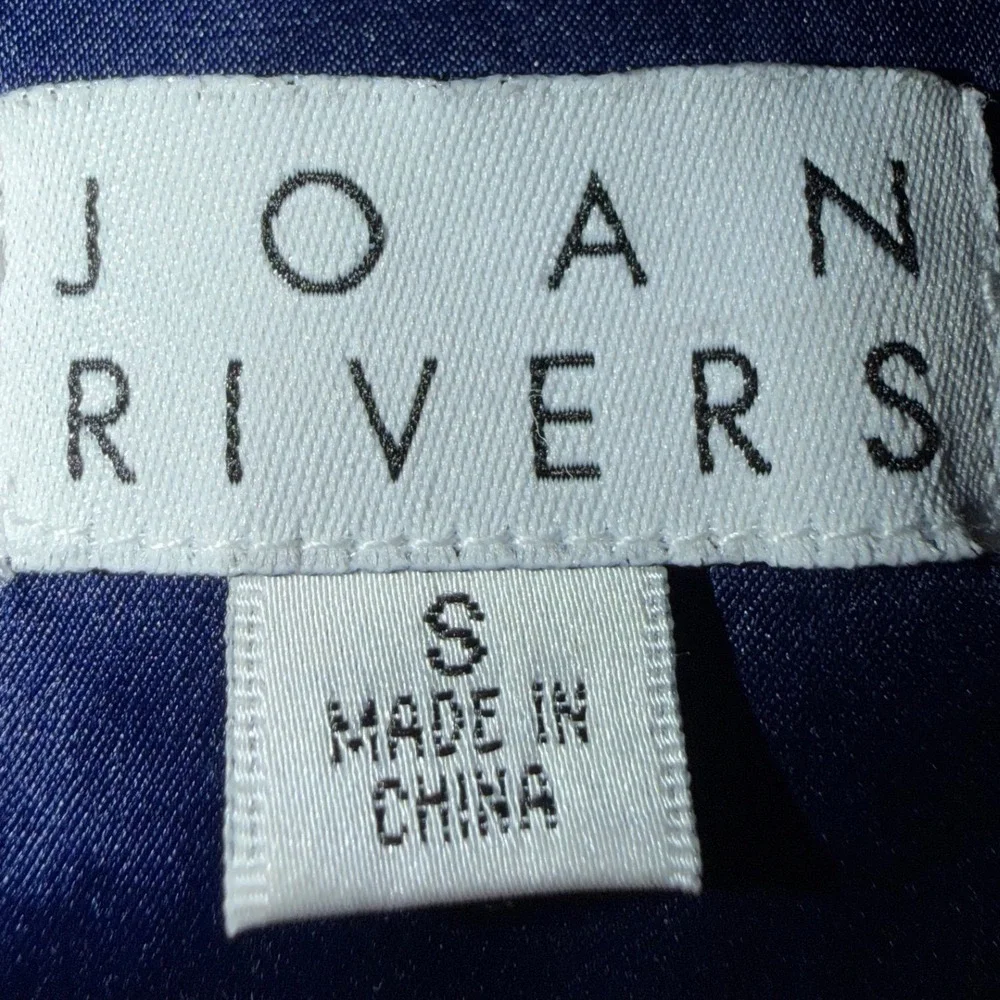 Joan Rivers‎ Satin Trench Coat Navy Blue Button Front vintage Size S